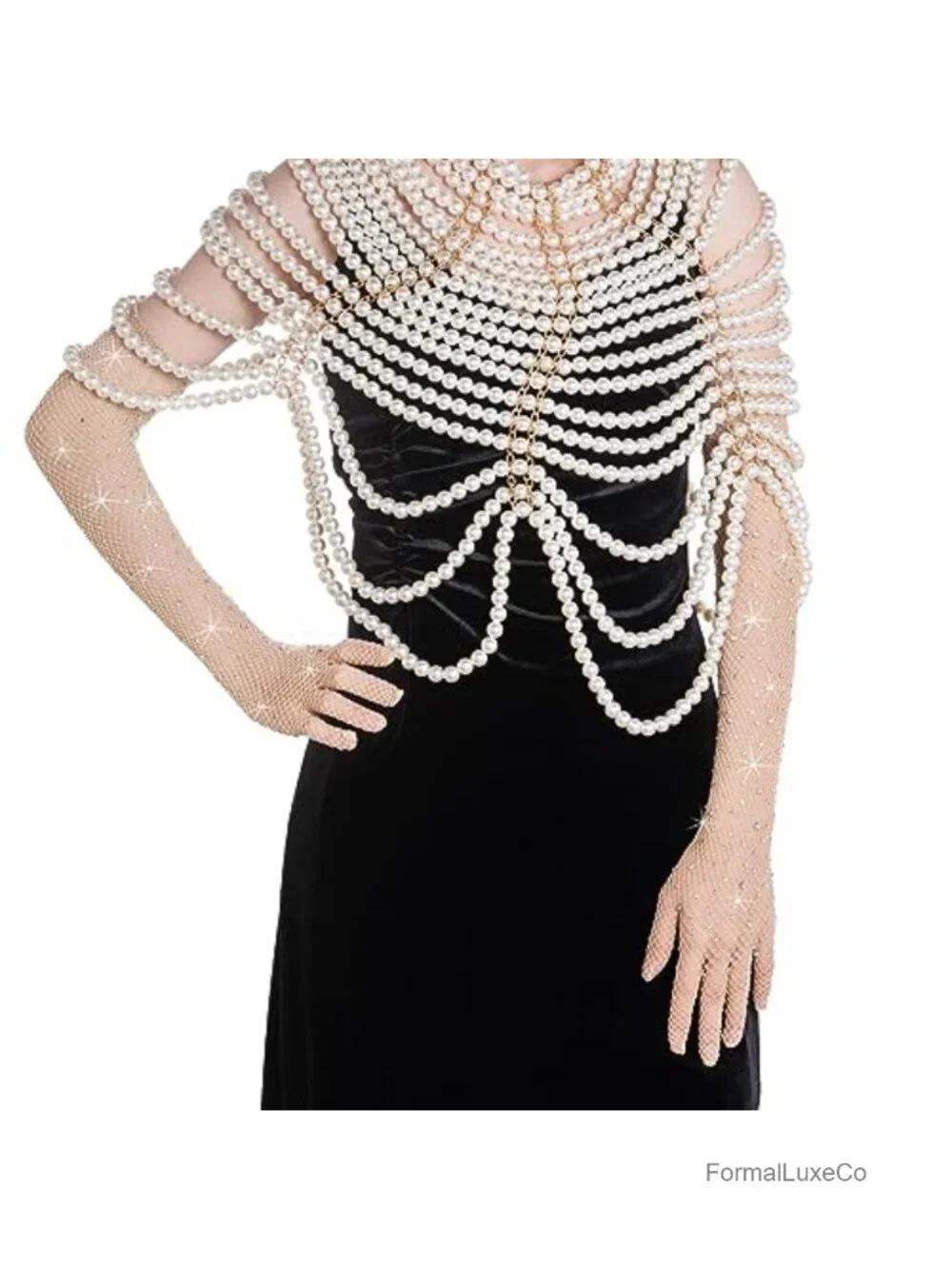 Women Rhinestone Fishnet Gloves Long Mesh Sparkly Opera Party Glitter Sheer